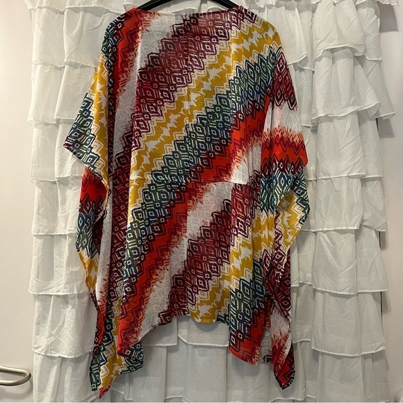 Lane Bryant Colorful Lightweight Tie Front Shawl Poncho - Size 22/24 - Picture 5 of 10